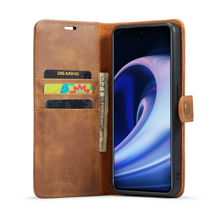 For OnePlus Ace & 10R DG.MING Crazy Horse Texture Detachable Magnetic Leather Phone Case(Brown) - OnePlus Cases by DG.MING | Online Shopping UK | buy2fix