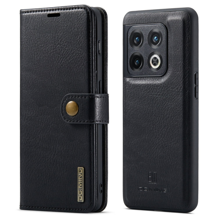 For OnePlus 10 Pro DG.MING Crazy Horse Texture Detachable Magnetic Leather Phone Case(Black) - OnePlus Cases by DG.MING | Online Shopping UK | buy2fix