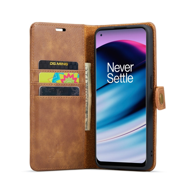 For OnePlus Nord N20 5G DG.MING Crazy Horse Texture Detachable Magnetic Leather Phone Case(Brown) - OnePlus Cases by DG.MING | Online Shopping UK | buy2fix