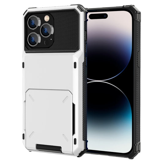 For iPhone 14 Pro Max Scratch-Resistant Shockproof Heavy Duty Rugged Armor Protective Case with Card Slot (White) - iPhone 14 Pro Max Cases by buy2fix | Online Shopping UK | buy2fix