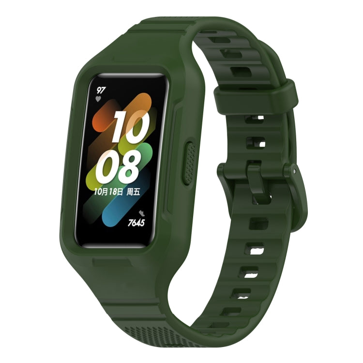 For Huawei Band 8 / Huawei Band 7 / Honor Band 6 Universal Integrated Silicone Watch Band(Army Green) - Watch Bands by buy2fix | Online Shopping UK | buy2fix