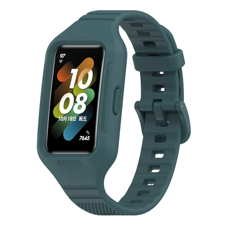 For Huawei Band 8 / Huawei Band 7 / Honor Band 6 Universal Integrated Silicone Watch Band(Green) - Watch Bands by buy2fix | Online Shopping UK | buy2fix