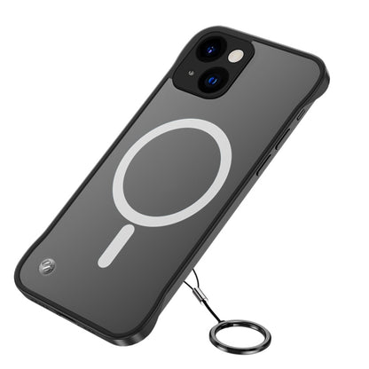 For iPhone 14 Metal Lens Frosted Magsafe Phone Case (Black) - iPhone 14 Cases by buy2fix | Online Shopping UK | buy2fix