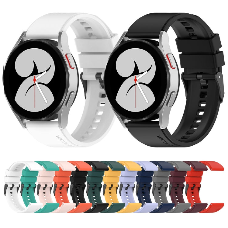 For Samsung Galaxy Watch 5 40mm 20mm Black Buckle Step Silicone Watch Band(White) - Watch Bands by buy2fix | Online Shopping UK | buy2fix