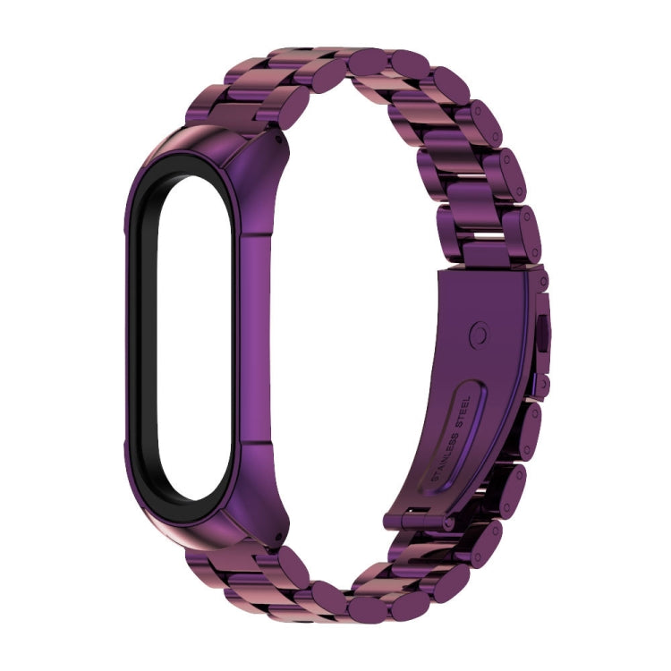 For Xiaomi Mi Band 6 / 6 NFC MIJOBS TF2 Tri-Bead Stainless Steel Watch Band(Purple) - Watch Bands by MIJOBS | Online Shopping UK | buy2fix