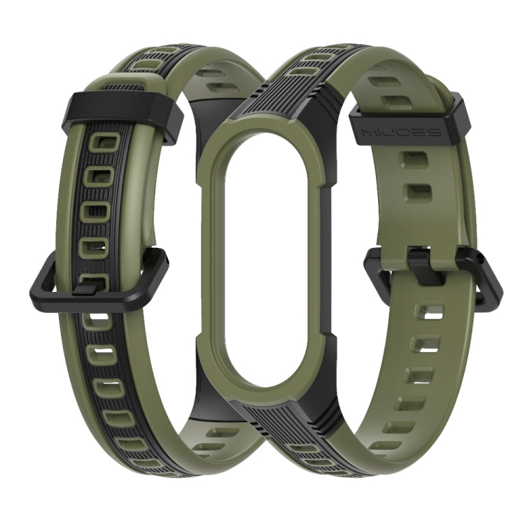 For Xiaomi Mi Band 5 / 6 / 7 MIJOBS Unibody Two-color Silicone Watch Band(Black Army Green) - Watch Bands by MIJOBS | Online Shopping UK | buy2fix