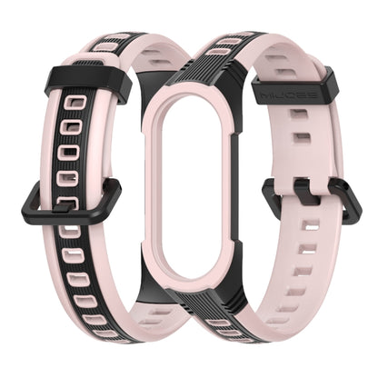 For Xiaomi Mi Band 5 / 6 / 7 MIJOBS Unibody Two-color Silicone Watch Band(Black Pink) - Watch Bands by MIJOBS | Online Shopping UK | buy2fix