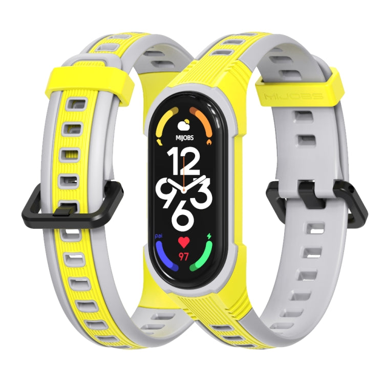 For Xiaomi Mi Band 5 / 6 / 7 MIJOBS Unibody Two-color Silicone Watch Band(Yellow Grey) - Watch Bands by MIJOBS | Online Shopping UK | buy2fix