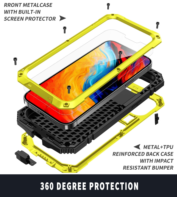 For iPhone 14 Plus R-JUST Shockproof Waterproof Dust-proof Case with Holder (Yellow) - iPhone 14 Plus Cases by R-JUST | Online Shopping UK | buy2fix