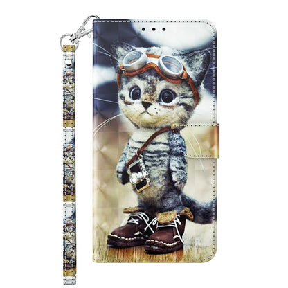 For OPPO A16 / A16s / A54s 3D Painted Leather Phone Case(Naughty Cat) - OPPO Cases by buy2fix | Online Shopping UK | buy2fix