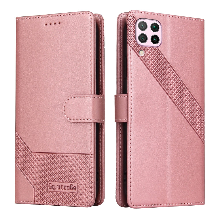 For Huawei P40 Lite GQUTROBE Skin Feel Magnetic Leather Phone Case(Rose Gold) - Huawei Cases by GQUTROBE | Online Shopping UK | buy2fix