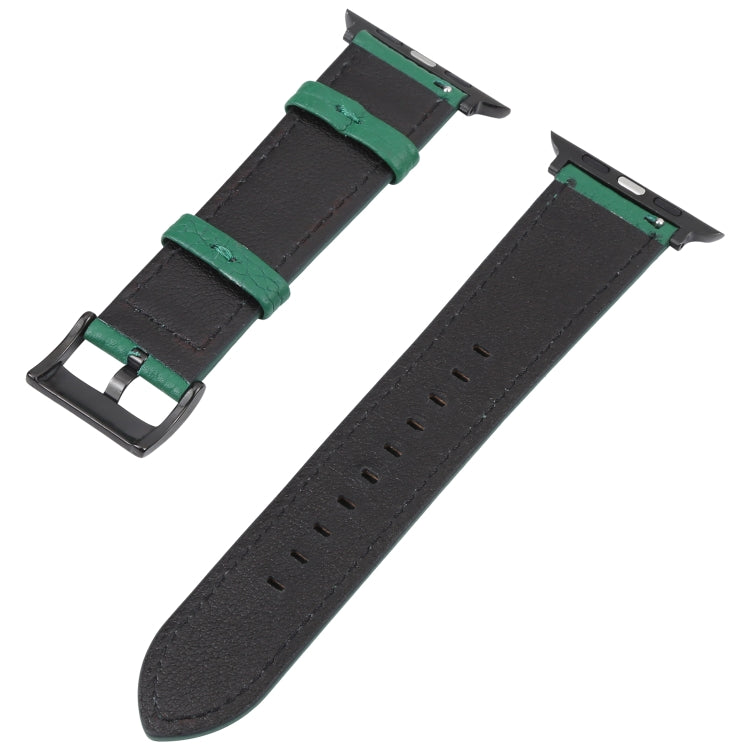 Litchi Texture Leather Watch Band For Apple Watch Ultra 49mm&Watch Ultra 2 49mm / Series 9&8&7 45mm / SE 3&SE 2&6&SE&5&4 44mm / 3&2&1 42mm(Avocado Green) - Watch Bands by buy2fix | Online Shopping UK | buy2fix