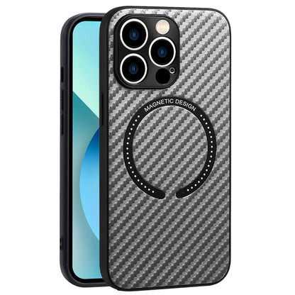 For iPhone 11 Pro Carbon Fiber Texture MagSafe Magnetic Phone Case(Silver Grey) - iPhone 11 Pro Cases by buy2fix | Online Shopping UK | buy2fix