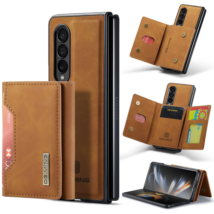 For Samsung Galaxy Z Fold3 5G DG.MING M2 Series 3-Fold Multi Card Bag Phone Case(Brown) - Galaxy Phone Cases by DG.MING | Online Shopping UK | buy2fix