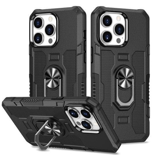 For iPhone 14 Pro Max Ring Holder Armor Hybrid Phone Case (Black) - iPhone 14 Pro Max Cases by buy2fix | Online Shopping UK | buy2fix