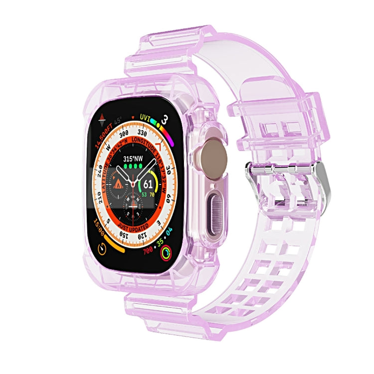 For Apple Watch Ultra 49mm Glacier Transparent TPU Integrated Watch Band(Purple) - Watch Bands by buy2fix | Online Shopping UK | buy2fix