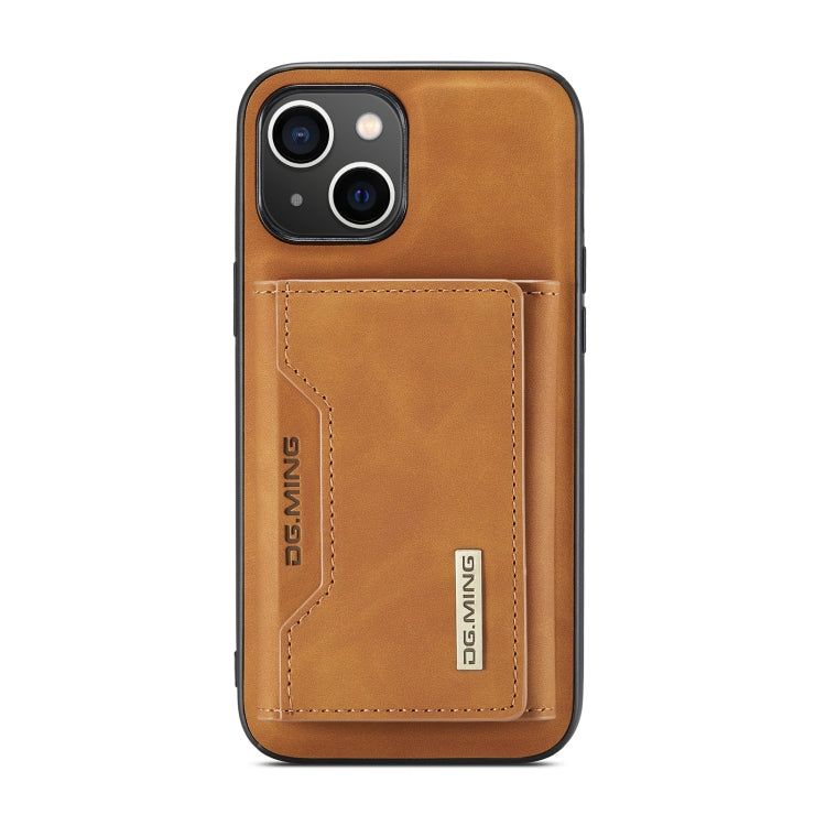 For iPhone 14 DG.MING M2 Series 3-Fold Card Bag Leather Case(Brown) - iPhone 14 Cases by DG.MING | Online Shopping UK | buy2fix