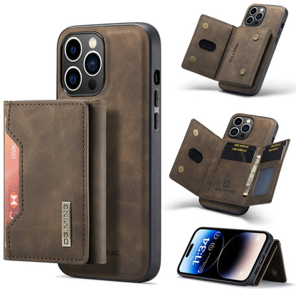 For iPhone 14 Pro Max DG.MING M2 Series 3-Fold Card Bag Leather Case(Coffee) - iPhone 14 Pro Max Cases by DG.MING | Online Shopping UK | buy2fix