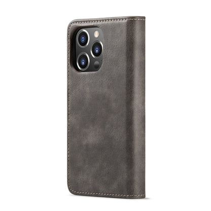 For iPhone 14 Pro DG.MING Crazy Horse Texture Detachable Magnetic Leather Case(Grey) - iPhone 14 Pro Cases by DG.MING | Online Shopping UK | buy2fix