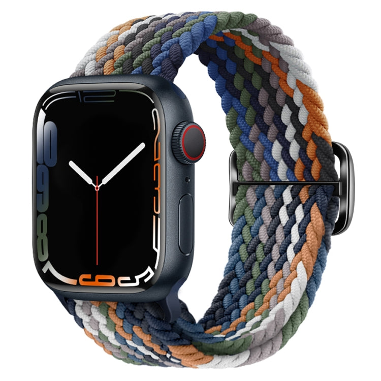 Buckle Nylon Braided Watch Band for Apple Watch Ultra 49mm&Watch Ultra 2 49mm / Series 9&8&7 45mm / SE 3&SE 2&6&SE&5&4 44mm / 3&2&1 42mm(Denim Rainbow) - Watch Bands by buy2fix | Online Shopping UK | buy2fix