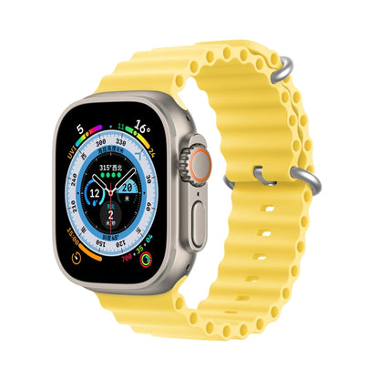 DUX DUCIS Sea Wave Silicone Watch Band For Apple Watch Series 8&7 45mm / SE 2&6&SE&5&4 44mm / 3&2&1 42mm(Yellow) - Watch Bands by DUX DUCIS | Online Shopping UK | buy2fix