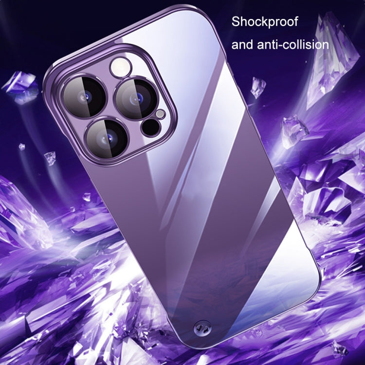 For iPhone 14 Pro Max Electroplating Frameless Clear PC Phone Case(Purple) - iPhone 14 Pro Max Cases by buy2fix | Online Shopping UK | buy2fix