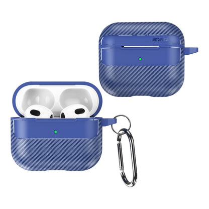 For AirPods 3 Carbon Fiber Texture Anti-fall Earphone Protective Case(Blue) - For AirPods 3 by buy2fix | Online Shopping UK | buy2fix