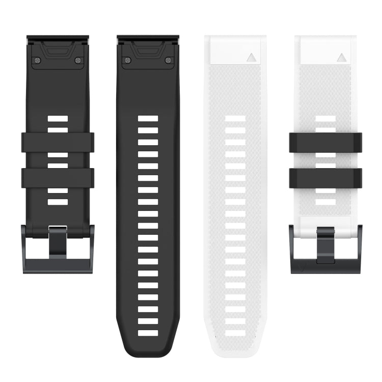 For Garmin Fenix 7X Two-color Silicone Watch Band(White Black) - Watch Bands by buy2fix | Online Shopping UK | buy2fix