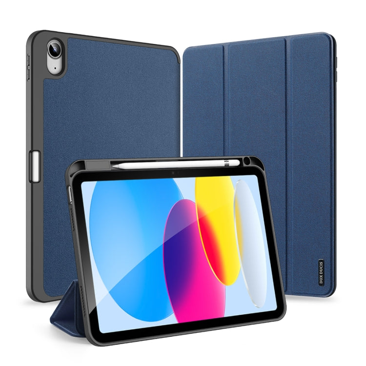 For iPad 10th Gen 10.9 2022 DUX DUCIS Domo Series Magnetic Flip Leather Tablet Case(Blue) - iPad 10th Gen 10.9 Cases by DUX DUCIS | Online Shopping UK | buy2fix