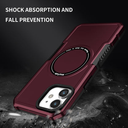 For iPhone 12 MagSafe Shockproof Armor Phone Case(Wine Red) - iPhone 12 / 12 Pro Cases by buy2fix | Online Shopping UK | buy2fix