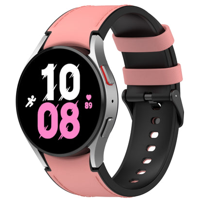 For Samsung Galaxy Watch5 44mm / 40mm Silicone Leather Black Buckle Watch Band, Size:L(Pink) - Watch Bands by buy2fix | Online Shopping UK | buy2fix