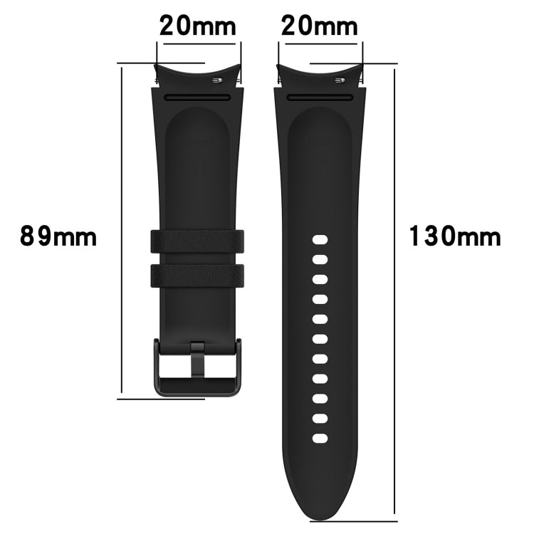 For Samsung Galaxy Watch5 44mm / 40mm Silicone Leather Black Buckle Watch Band, Size:L(Red) - Watch Bands by buy2fix | Online Shopping UK | buy2fix