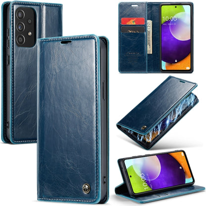 For Samsung Galaxy A52 CaseMe 003 Crazy Horse Texture Leather Phone Case(Blue) - Galaxy Phone Cases by CaseMe | Online Shopping UK | buy2fix