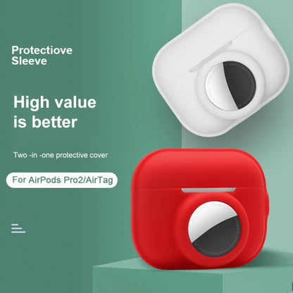 For AirPods Pro 2 / AirTag 2 in 1 Shockproof Full Coverage Silicone Protective Case(Rose Red) - For AirPods Pro 2 by buy2fix | Online Shopping UK | buy2fix