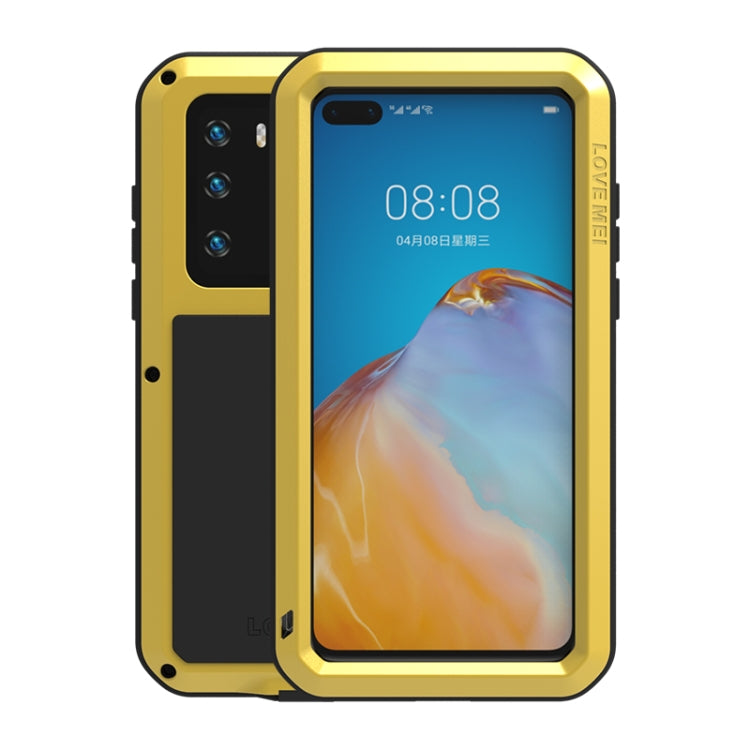 For Huawei P40 LOVE MEI Metal Shockproof Waterproof Dustproof Protective Case(Yellow) - Huawei Cases by LOVE MEI | Online Shopping UK | buy2fix