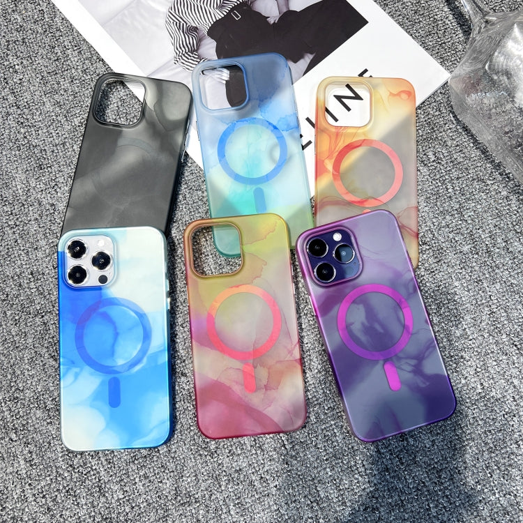 For iPhone 14 Plus MagSafe Magnetic Watercolor TPU Phone Case(Black) - iPhone 14 Plus Cases by buy2fix | Online Shopping UK | buy2fix