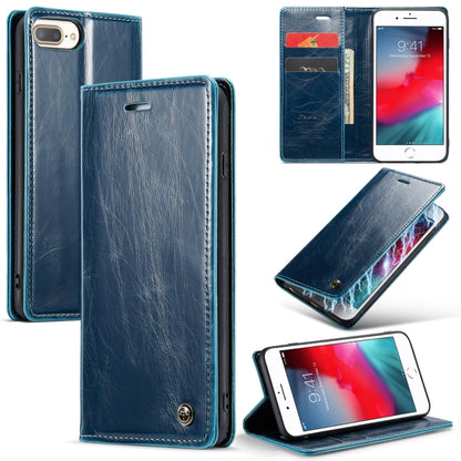 For iPhone 6 Plus/7 Plus/8 Plus CaseMe 003 Crazy Horse Texture Leather Phone Case(Blue) - More iPhone Cases by CaseMe | Online Shopping UK | buy2fix