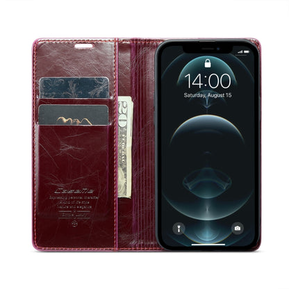 For iPhone 12 Pro CaseMe 003 Crazy Horse Texture Leather Phone Case(Red) - iPhone 12 / 12 Pro Cases by CaseMe | Online Shopping UK | buy2fix