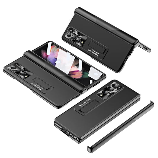 For Samsung Galaxy Z Fold3 5G Electroplating Corrugated Hinge Folding Phone Case(Black) - Galaxy Phone Cases by buy2fix | Online Shopping UK | buy2fix