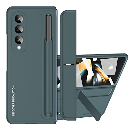 For Samsung Galaxy Z Fold4 2 in 1 Detachable PC Folding Phone Case with Holder & Pen Slot(Grey Green) - Galaxy Z Fold4 5G Cases by buy2fix | Online Shopping UK | buy2fix