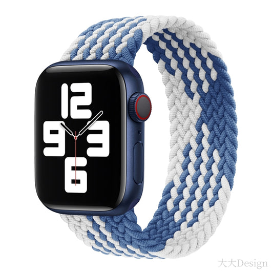 Nylon Single-turn Braided Watch Band For Apple Watch Ultra 49mm&Watch Ultra 2 49mm / Series 9&8&7 45mm / SE 3&SE 2&6&SE&5&4 44mm / 3&2&1 42mm, Length:145mm(Z Blue White) - Watch Bands by buy2fix | Online Shopping UK | buy2fix