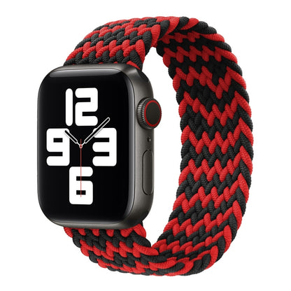 Nylon Single-turn Braided Watch Band For Apple Watch Ultra 49mm / Series 8&7 45mm / SE 2&6&SE&5&4 44mm / 3&2&1 42mm, Length:155mm(W Black Red) - Watch Bands by buy2fix | Online Shopping UK | buy2fix