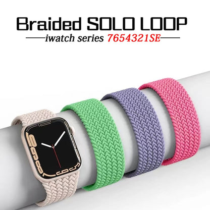 Nylon Single-turn Braided Watch Band For Apple Watch Ultra 49mm / Series 8&7 45mm / SE 2&6&SE&5&4 44mm / 3&2&1 42mm, Length:155mm(Beige) - Watch Bands by buy2fix | Online Shopping UK | buy2fix