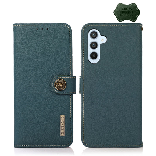 For Samsung Galaxy A54 5G KHAZNEH Custer Genuine Leather RFID Phone Case(Green) - Galaxy Phone Cases by buy2fix | Online Shopping UK | buy2fix