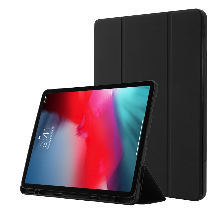 Skin Feel Pen Holder Tri-fold Tablet Leather Case For iPad Air 13 2024 / iPad Pro 12.9 2022 / 2021 / 2020 / 2018(Black) - iPad Pro 12.9 (2022/2021) Cases by buy2fix | Online Shopping UK | buy2fix