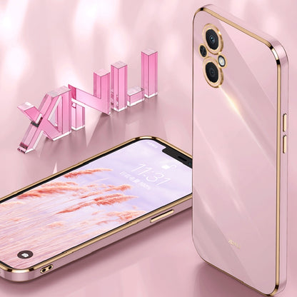 For OPPO A96 XINLI Straight 6D Plating Gold Edge TPU Phone Case(Black) - OPPO Cases by buy2fix | Online Shopping UK | buy2fix