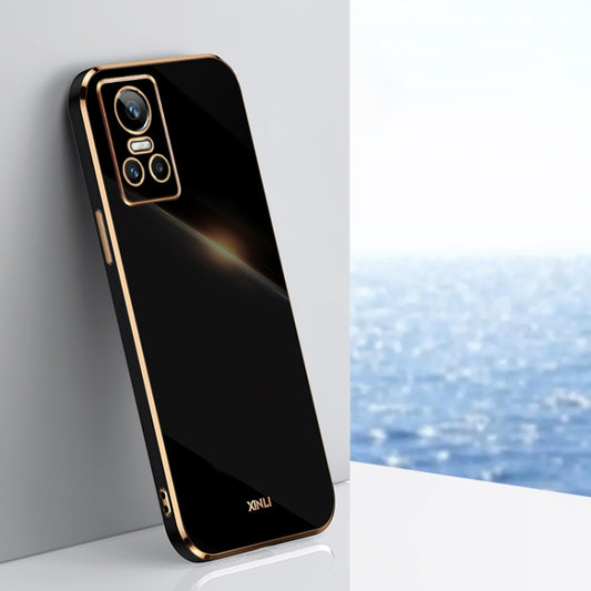 For Realme GT Neo 3 XINLI Straight 6D Plating Gold Edge TPU Phone Case(Black) - Realme Cases by buy2fix | Online Shopping UK | buy2fix