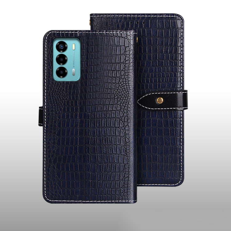 For ZTE Blade A72 4G idewei Crocodile Texture Leather Phone Case(Dark Blue) - ZTE Cases by idewei | Online Shopping UK | buy2fix