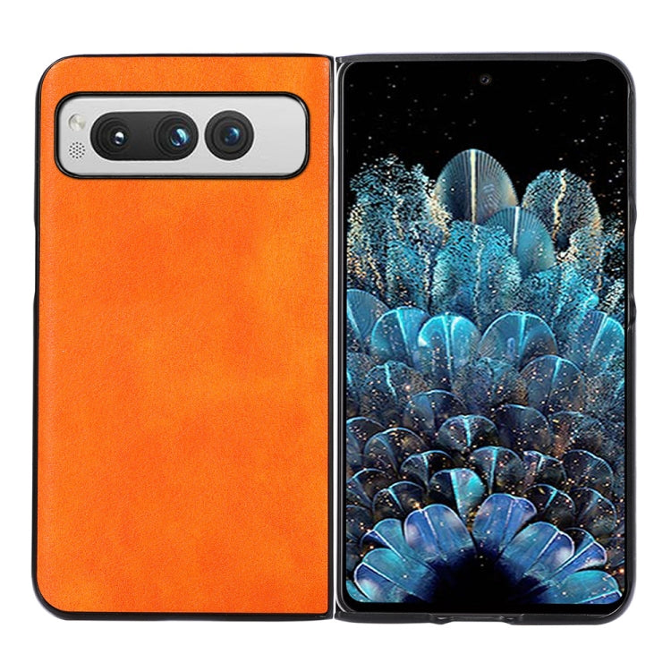 For Google Pixel Fold Two-color Litchi Texture PU Phone Case(Orange) - Google Cases by buy2fix | Online Shopping UK | buy2fix