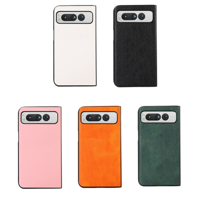 For Google Pixel Fold Two-color Litchi Texture PU Phone Case(White) - Google Cases by buy2fix | Online Shopping UK | buy2fix